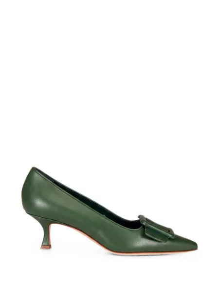 Pantofi cu toc Manolo Blahnik cu cataramă verde