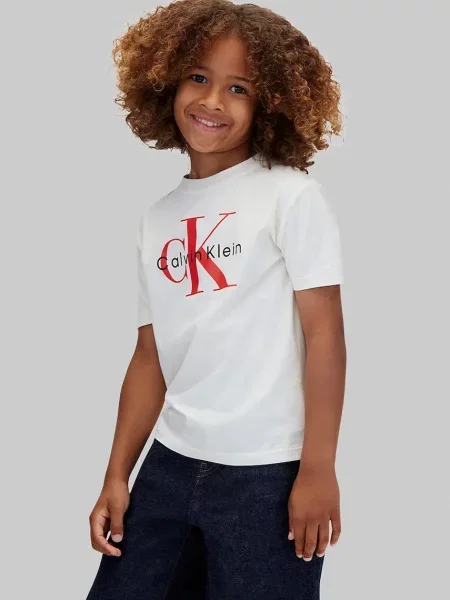 Calvin Klein Jeans majica za djecu od pamuka bež