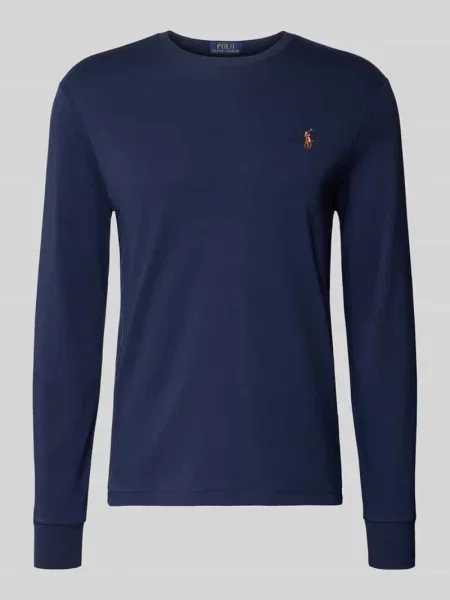 Bluzka z długim rękawem o kroju regular fit z czystej bawełny model PIMA' Polo Ralph Lauren granatowa