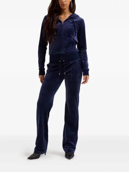 Sametová mikina s kapucí Juicy Couture modrá
