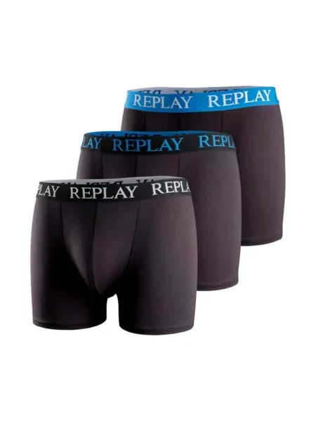 REPLAY Boxeri azur / negru / murdar alb