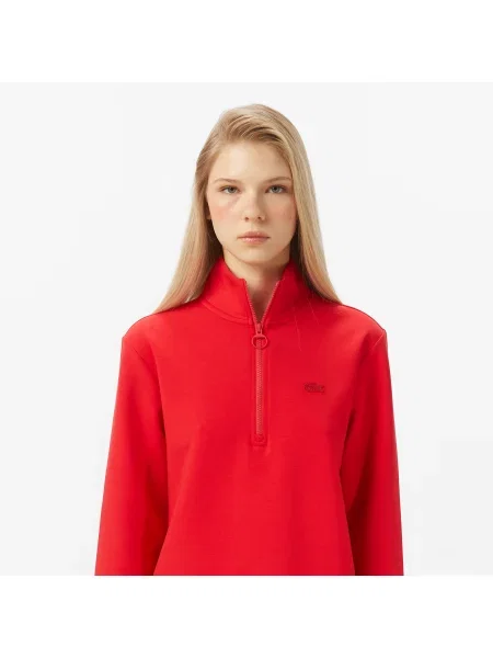 Lacoste Bluza Half Zip Regular Fit czerwona