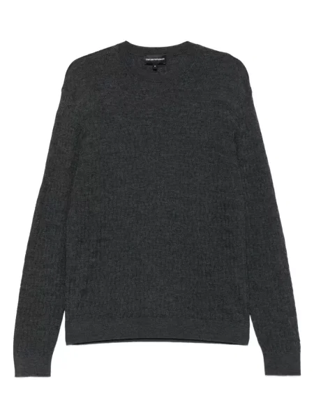 Pulover Emporio Armani cu decolteu rotund gri