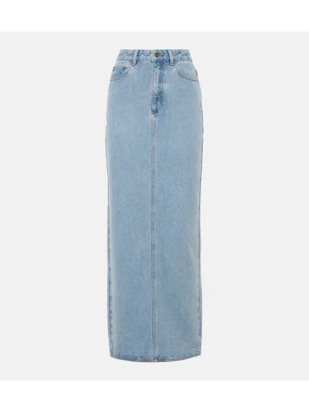 Fustă din denim Self-portrait albastru