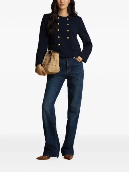Двуредно яке Lauren Ralph Lauren от креп синьо