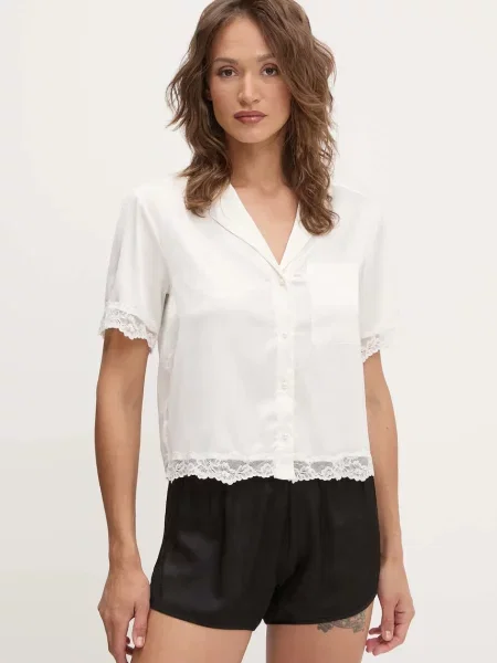 Горнище на пижама Abercrombie & Fitch бежово