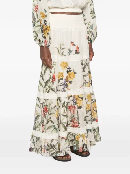 Gėlėtas raštuotas maxi sijonas Alice + Olivia balta