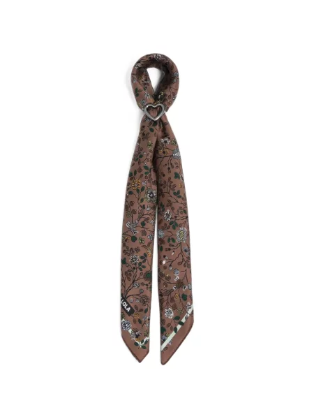 Fular Bimba Y Lola cu model floral din dantelă maro