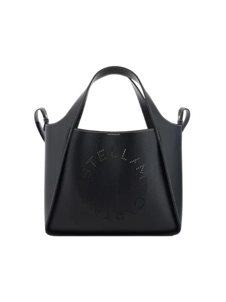 Torebka Stella Mccartney z logo skórzana czarna