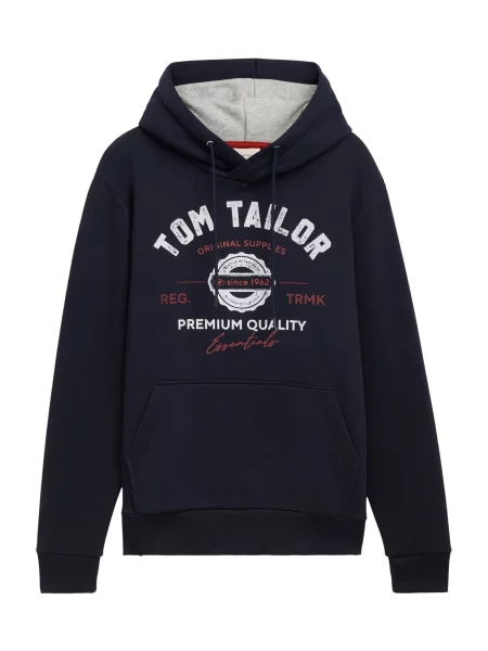 TOM TAILOR Mikina námornícka modrá / tmavočervená biela