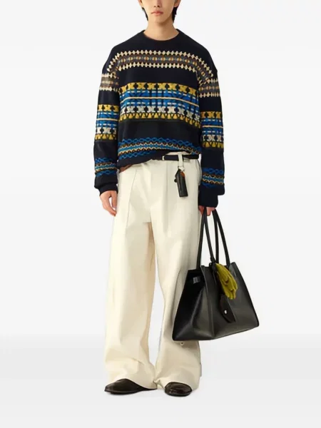 Pulover Tomboy din jacard albastru