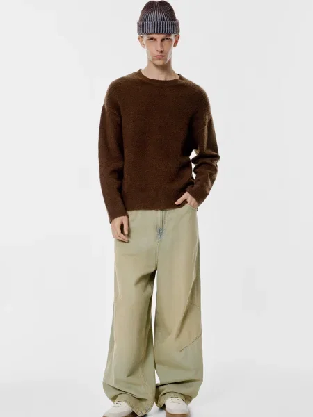 Pull&Bear Pulover ciocolatiu