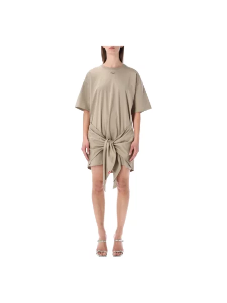 Mała sukienka mini Diesel wiązana garniturowa beżowa