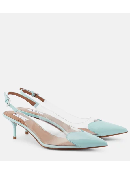 Usnjene lakirane salonarji Alaia z odprtimi petami modra