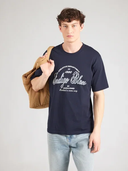 JACK & JONES Majica JJEDenver marine bela