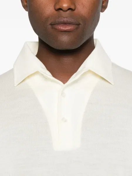 Tricou polo Lardini de lână alb
