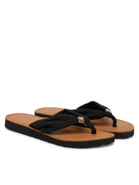 Tommy Hilfiger Šlepetės per pirštą Th Ltr Footbed Summer Sandal juoda