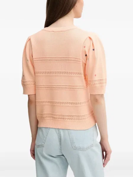 Pulover Benetton cu broderie portocaliu