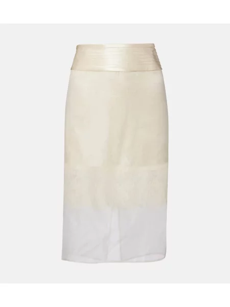 Midi krilo Xu Zhi s čipko nad koleni bela