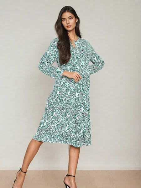 Rochie midi Resti cu imagine până la genunchi de costum alb