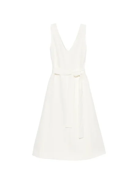Sukienka midi Parosh z dekoltem w serek do kolan garniturowa biała