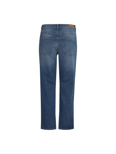 Proste jeansy Ichi z wysoką talią o krotszym kroju niebieskie