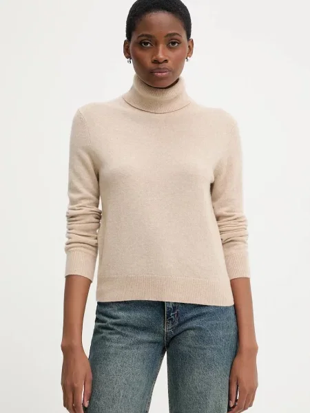 Светр з кашеміру United Colors of Benetton легкий гольф бежевий