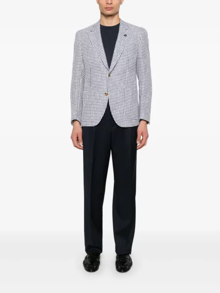 Pantaloni Lardini de lână plisate albastru