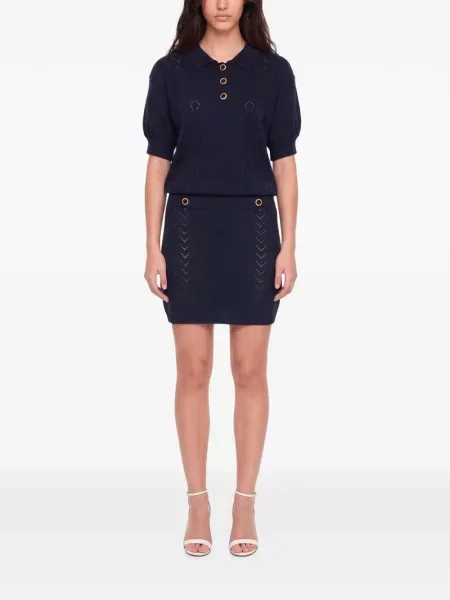 Fusta mini Alessandra Rich tricotate albastru