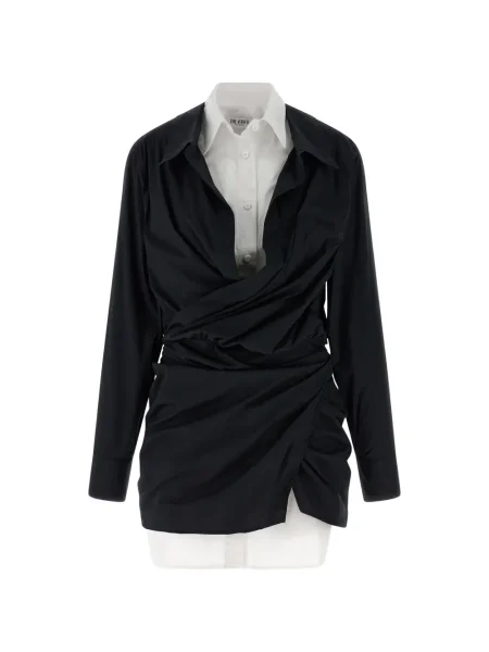 Sukienka koszulowa The Attico asymetryczna garniturowa czarna