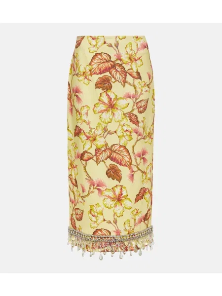 Fustă midi Zimmermann de in până la genunchi galben