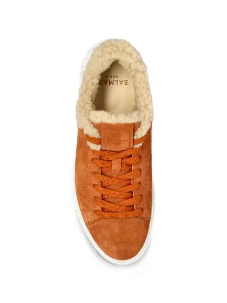Sneakerși Balmain din piele de oaie maro