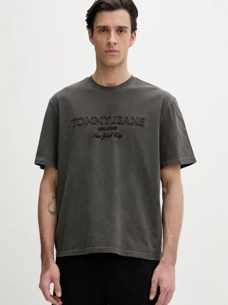 Tommy Jeans basic majica kratkih rukava za muškarce od pamuka siva