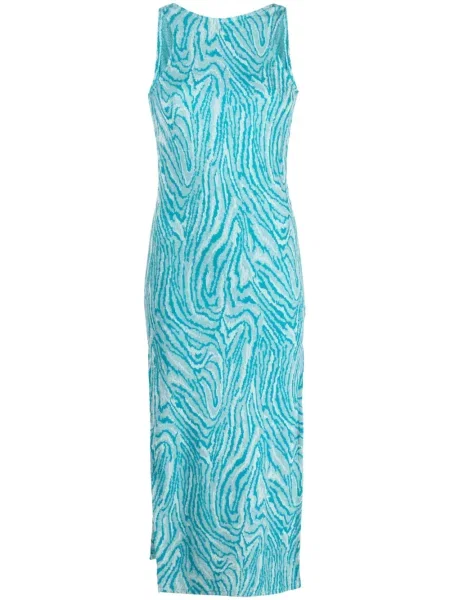 Dzianinowa sukienka midi Vitelli bez rękawów do kolan niebieska