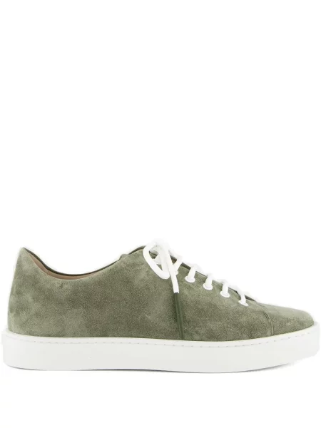 Sneakerși Manolo Blahnik cu șireturi din dantelă verde