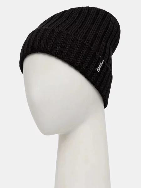 Шапка з додаванням вовни Jack Wolfskin RIB KNIT чорний