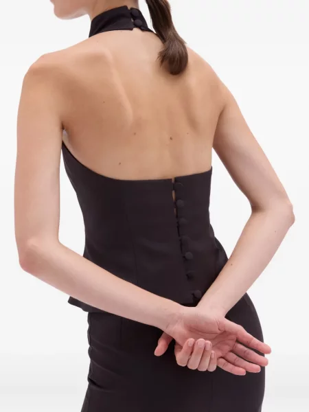 Top Remain cu gât halter maro