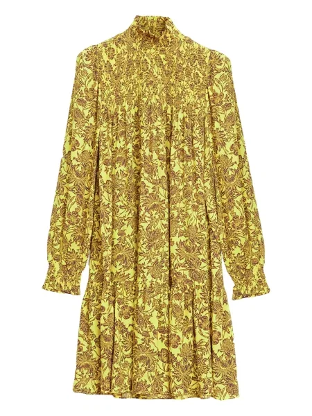 Rochie midi Rodebjer cu model floral cu imagine până la genunchi galben