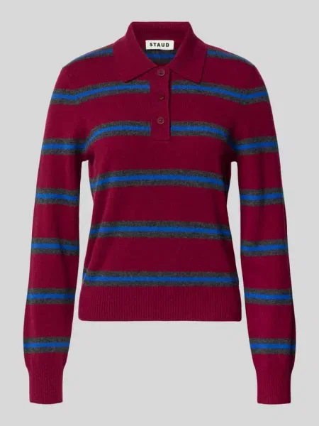 Sweter z dzianiny z czystego kaszmiru Staud bordowy