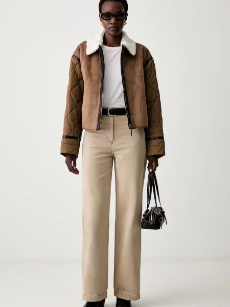 Weekend MaxMara Geacă Gessati | Cropped Fit | shearling maro