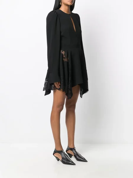 Φλοράλ ασύμμετρη μίνι φόρεμα Stella Mccartney με δαντέλα μαύρο