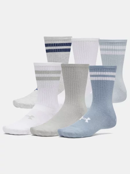 UNDER ARMOUR skarpetki sportowe za kostkę unisex Essential 6 par Crew mix błękit L szare