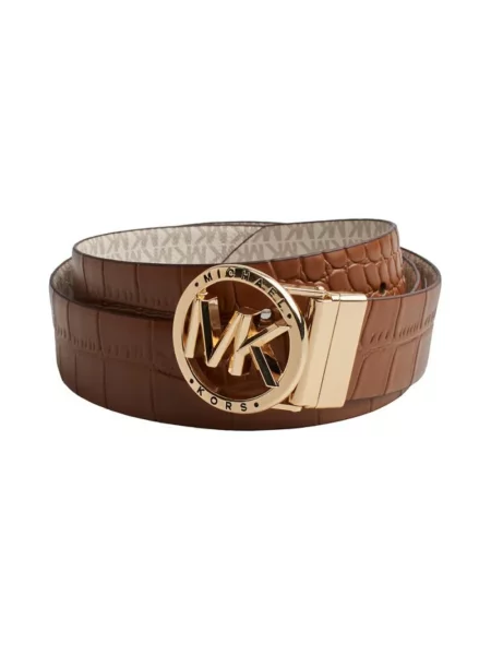 Pasek Michael Kors skórzany z paskiem brązowy