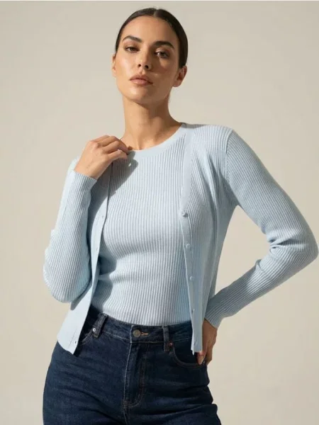 Рельєфний кардиган на ґудзиках light blue синій