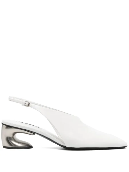 Pantofi cu toc Jil Sander din piele slingback alb