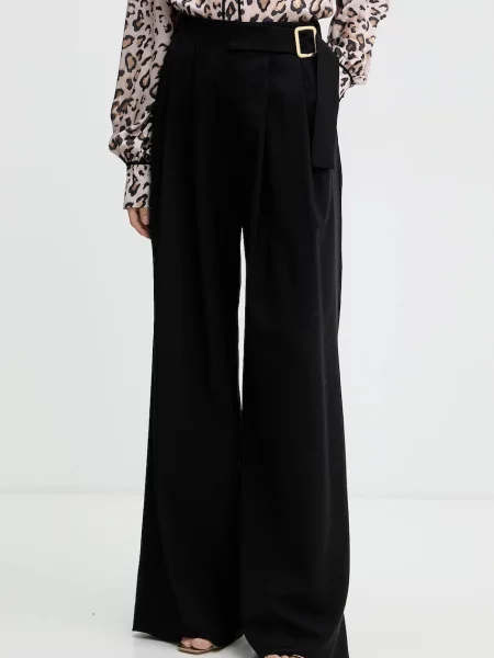 Marella pantaloni de lână lat high waist negru