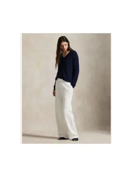 Ralph Lauren Spodnie Kobieta S Knit Open Sweatpants biały
