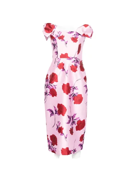 Rochie midi Rebecca Vallance cu funde cu model floral roz