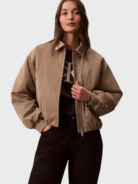 Утеплена джинсова куртка Calvin Klein Jeans бежева