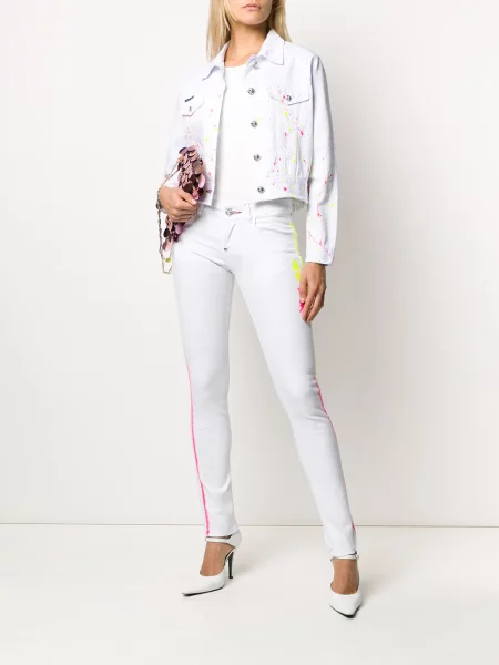 Κοκαλιάρης skinny τζιν Philipp Plein λευκό